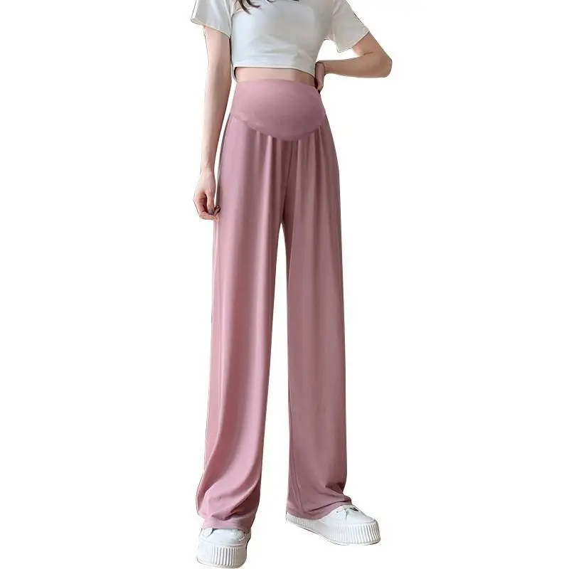 Pantalones premamá de seda fría de corte ancho y holgado - imagen 5
