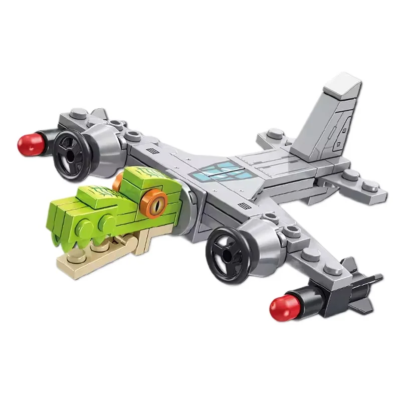 Bloques de construcción creativos italianos Brainrot Tung Tung Sahur cocodrilo modelo de avión bloques de empalme juguetes para niños regalos - imagen 4