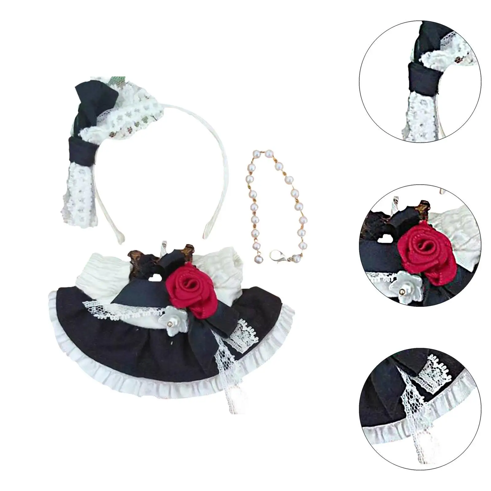 DIY Doll Maid Dress with Headpiece for 5.91-inch Plush Figures