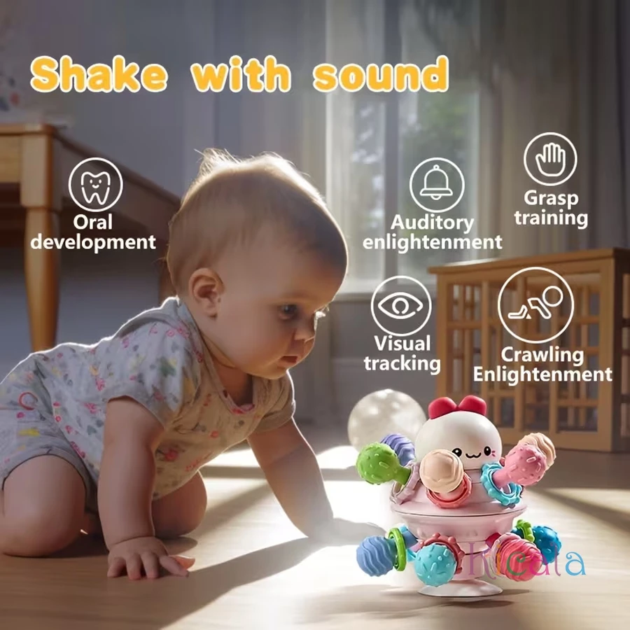 Juguete para bebé, bola redonda de silicona suave, sonajero de mano, mordedores masticables, juguetes para bebés de 0 a 12 meses - imagen 2