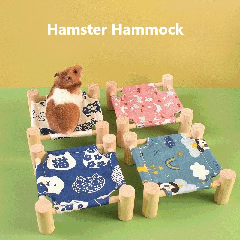 【Removible y lavable】 Cama transpirable para animales pequeños, hamaca para hámster, cama de madera de verano para conejillo de indias, escondite de Chinchilla - imagen 2