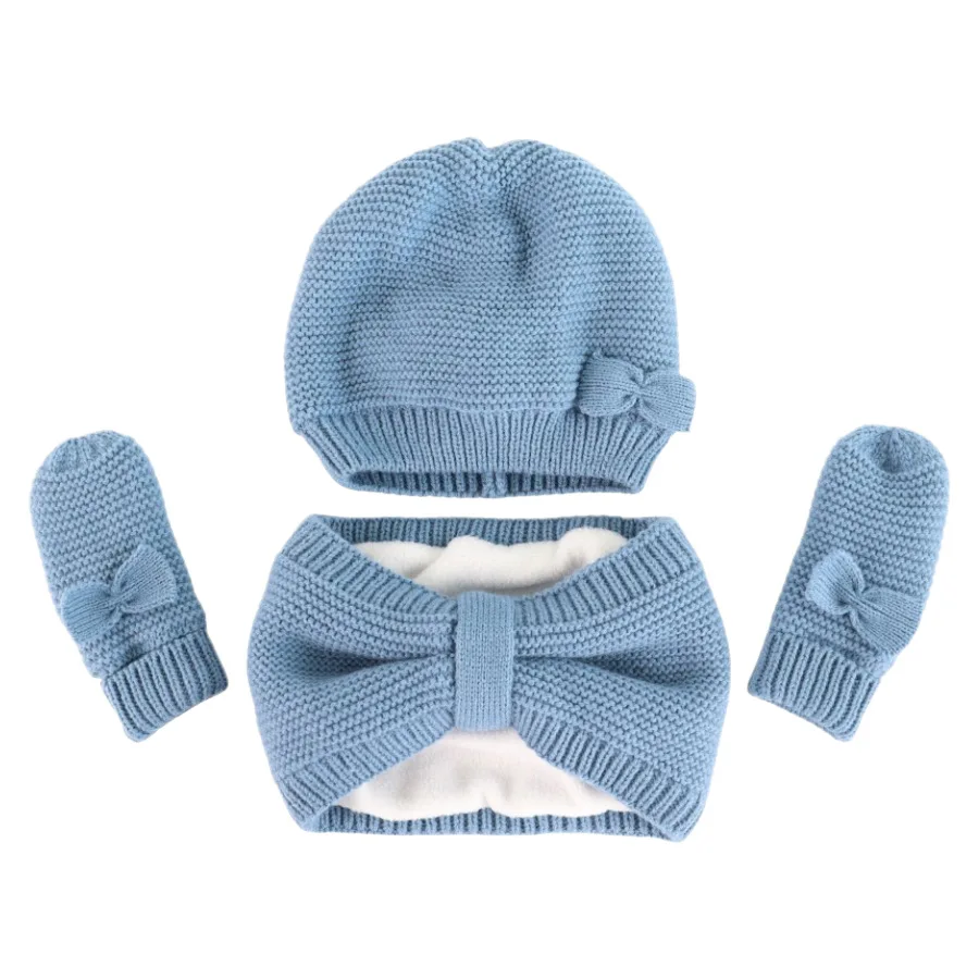 Paquete de 3 gorros de invierno para niños, conjunto de guantes y bufanda, gorro tejido cálido para bebés y niños pequeños, manoplas térmicas suaves, calentador de cuello, fotografía para recién nacidos - imagen 5