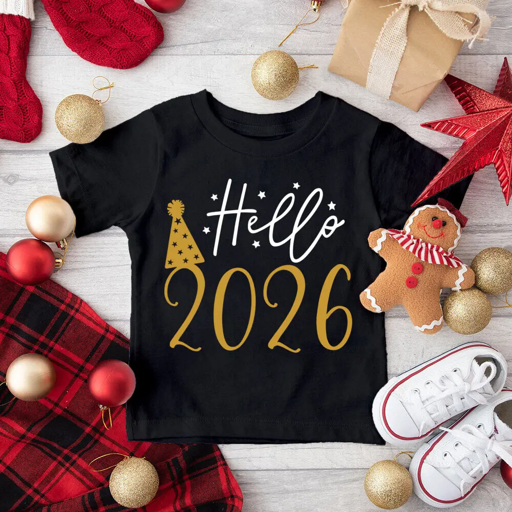 Hola 2026 Feliz Año Nuevo trajes a juego para la familia papá mamá niños camisa mono de bebé familia camiseta fiesta de vacaciones ropa familiar - imagen 5