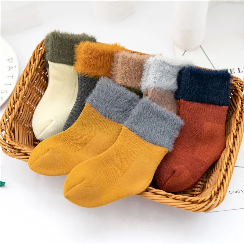 Calcetines gruesos y cálidos para nieve de 0 a 5 años, calcetines de lana de cordero y visón para niños y niñas, estudiantes, Otoño e Invierno - imagen 5