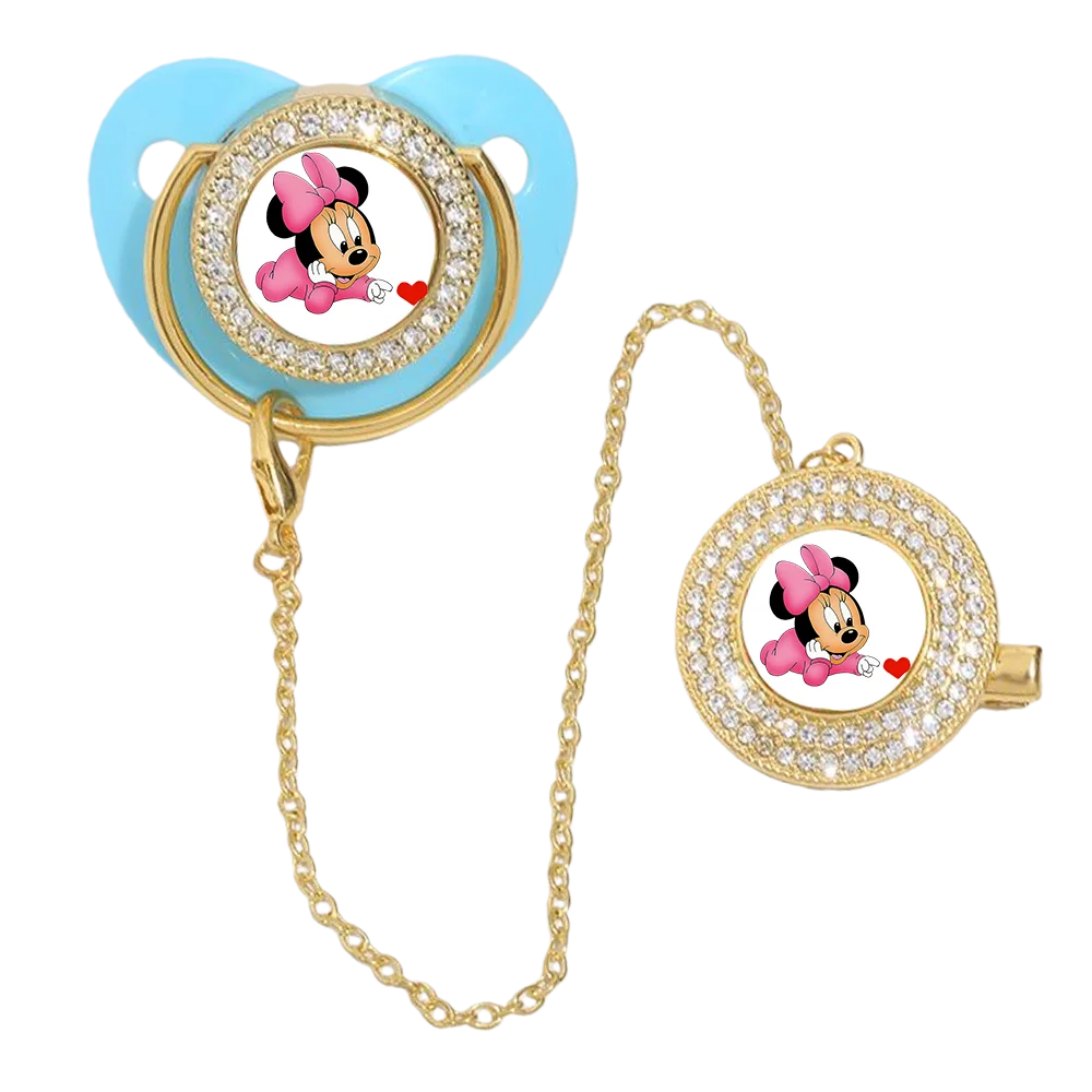 Nueva lujosa funda con clip de cadena para chupete para bebés, exclusiva para masticar y tocar la boca, tetina de silicona con estampado de anime para bebé - imagen 5