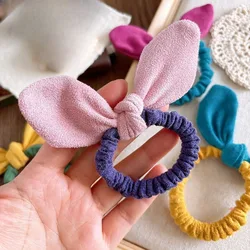 Coleteros para niña con orejas de conejo y color bloque coreano