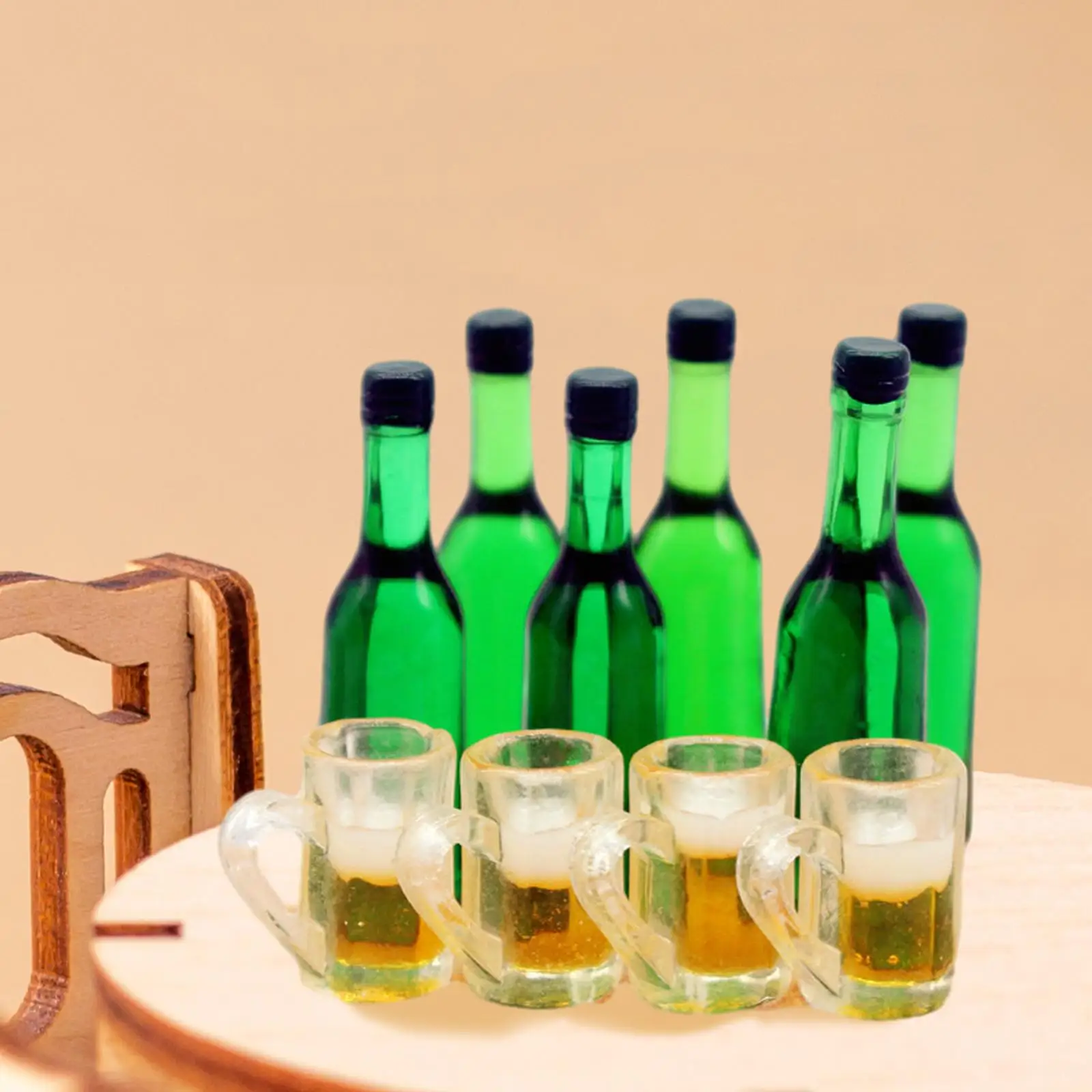 1/12 Scale Dollhouse Wine Bottle Cups Kitchen Accessories Dollhouse Accessories for Dollhouse Home Restaurants Kitchen Decor