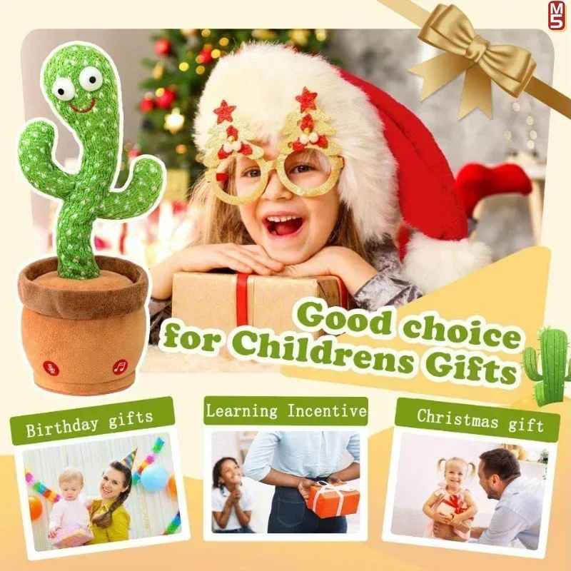 Juguetes electrónicos de peluche para bebé, modelo de Cactus sol, Cactus parlante bailando con 120 canciones, regalos de cumpleaños y Navidad para niños - imagen 2