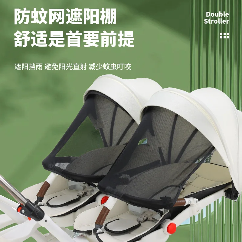 Cochecito de bebé doble, herramienta mágica para caminar, ligero, plegable, puede sentarse o acostarse, asiento giratorio doble - imagen 3