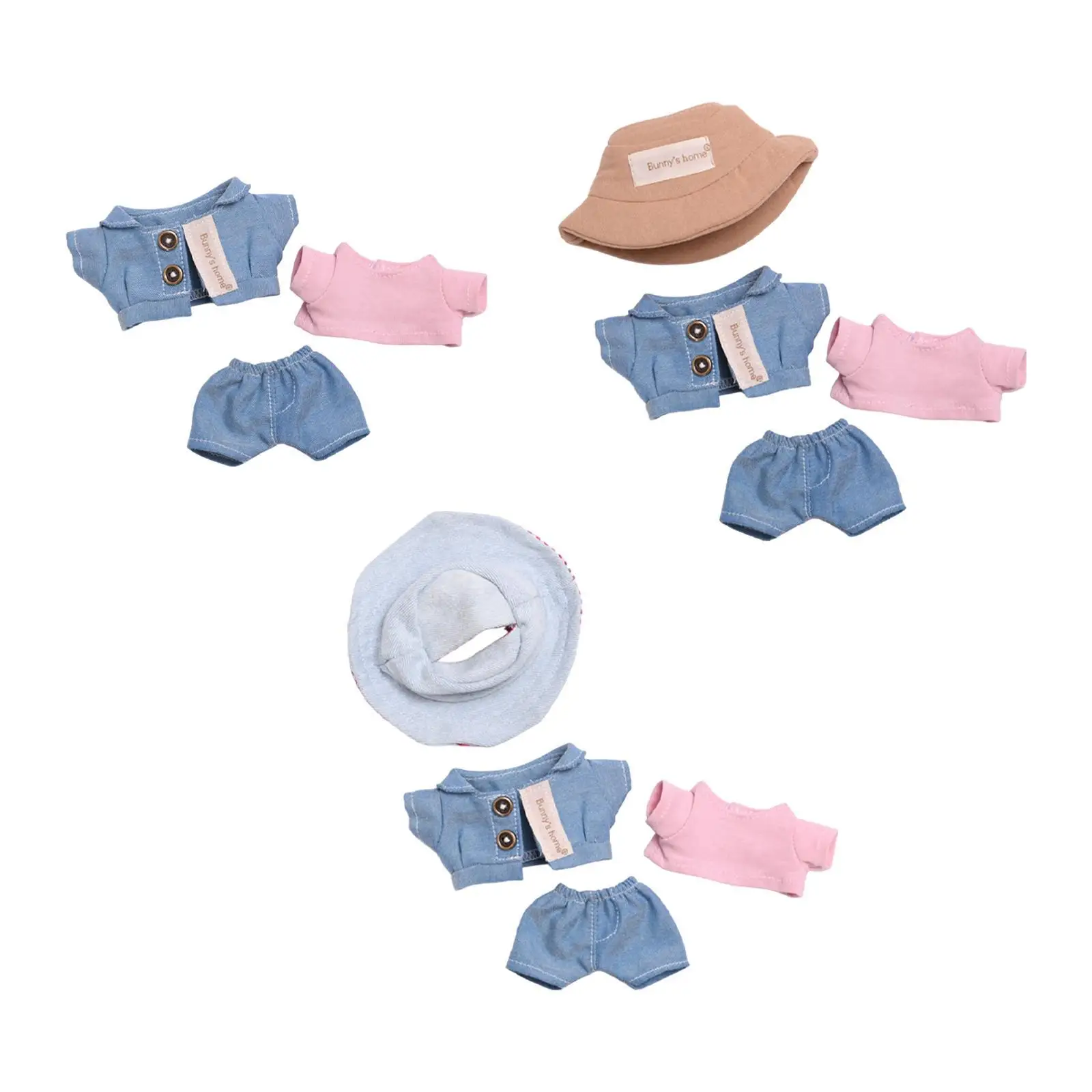 Doll Denim Suit DIY Doll Clothes for 17cm Pendant Doll Dress Up Fashionable Doll