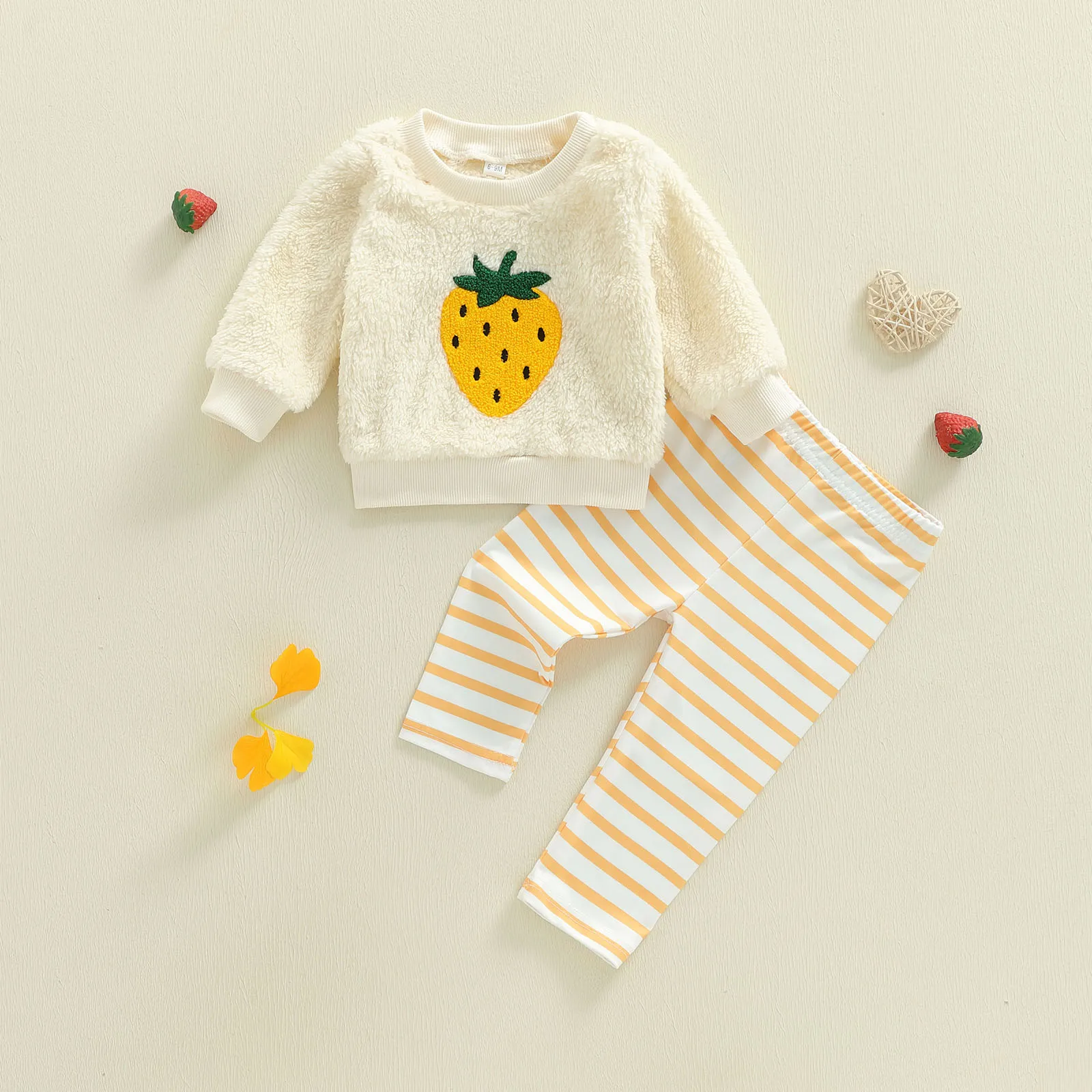 Tregren Conjunto otoño invierno para bebé niña con bordado fresa - imagen 2