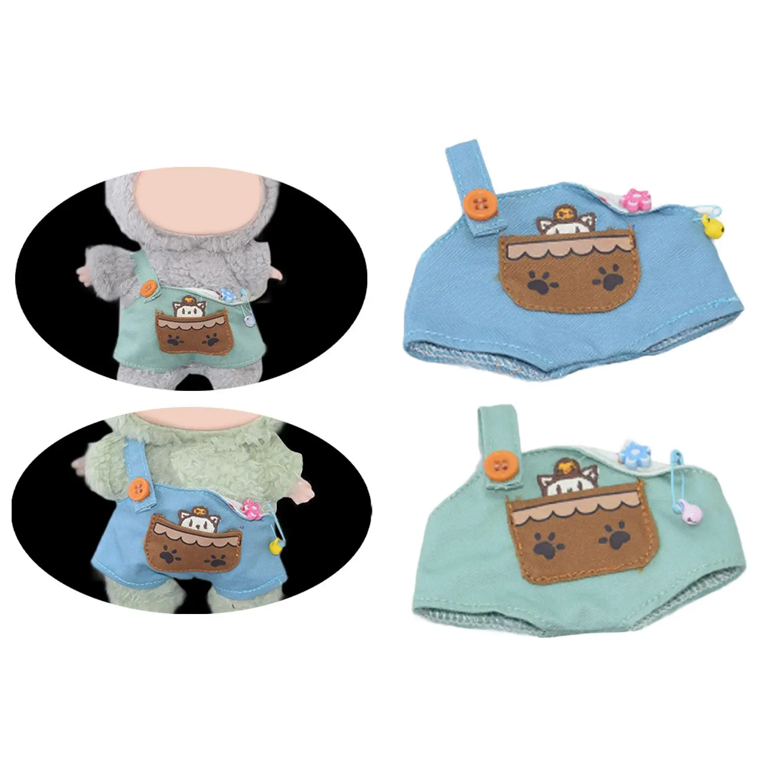 Doll Clothes, Fashion Doll Dress up Comfortable Soft Adorable Doll Overalls Doll Clothing for 17cm Pendant Doll Costume Decor