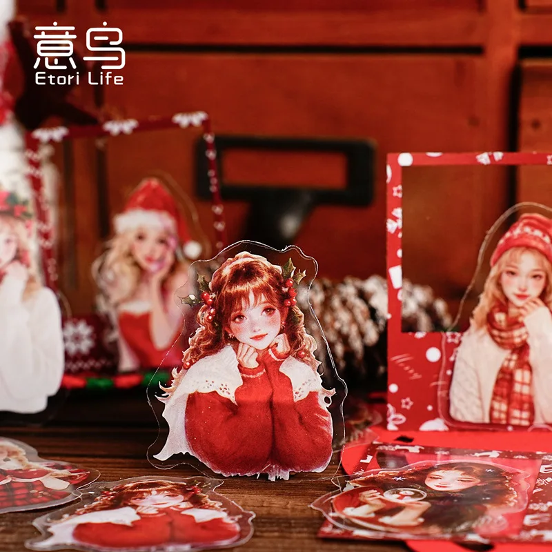 15 unids/lote Kawaii pegatinas de papelería Navidad sorpresa noche DIY artesanía álbum de recortes diario basura pegatinas de planificador feliz - imagen 3