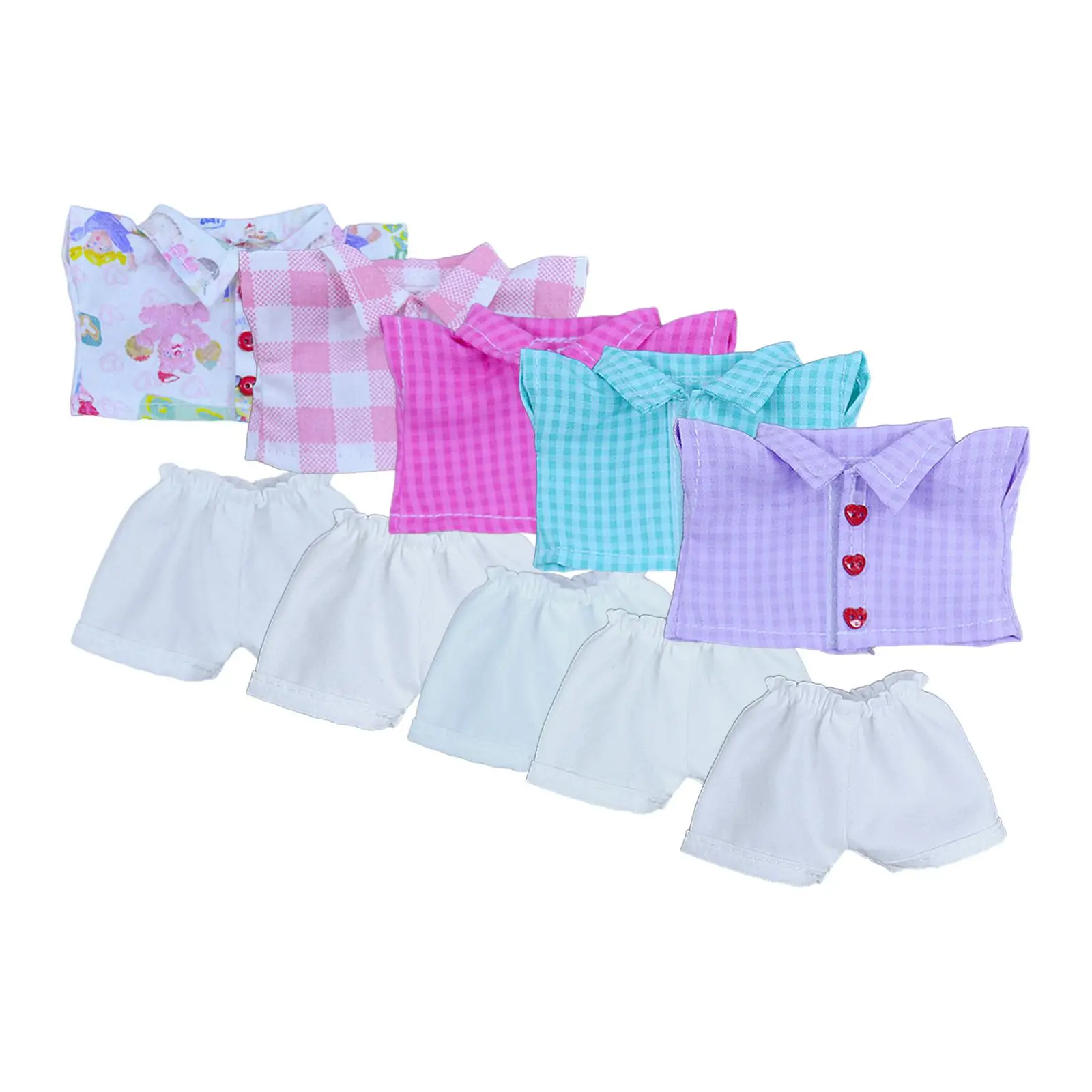 2 Pieces Dolls Shirt and Pants Accs Handmade Clothing for 17cm Dolls Dress up Girl Dolls Children's Gifts Halloween Gifts