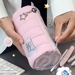 Estuche escolar infantil rosa Kawaii con capacidad para lápices