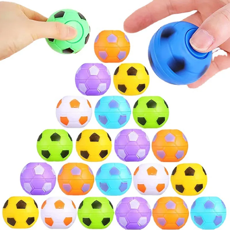 5 uds Mini Fidget Spinner balón de fútbol de juguete para niños, recuerdos de fiesta de fútbol relleno de bolsa de regalos, pelota giratoria de estrés para dedo de fútbol - imagen 2