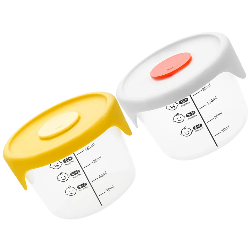 Contenedores de comida para bebés, cajas de almacenamiento de alimentación complementaria de calidad alimentaria, a prueba de fugas con marca de medición, apto para congelador de microondas, 2 uds. - imagen 5