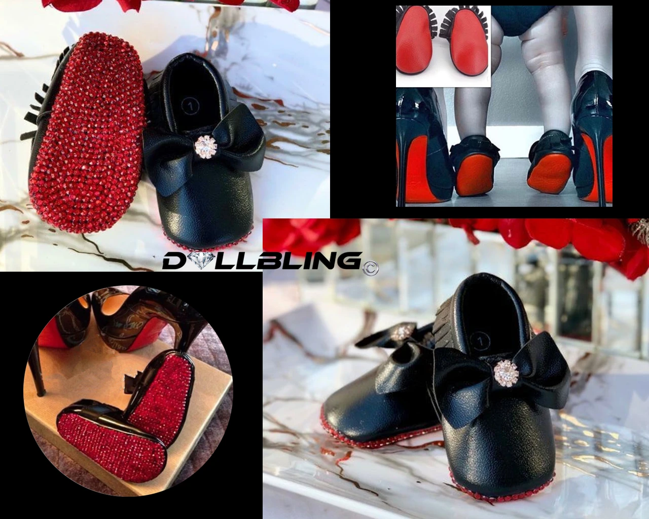 Zapatos de vestir de Ballet para niñas pequeñas, mocasines brillantes con suela de cristal rojo, con diamantes de imitación personalizados, de cuero - imagen 4