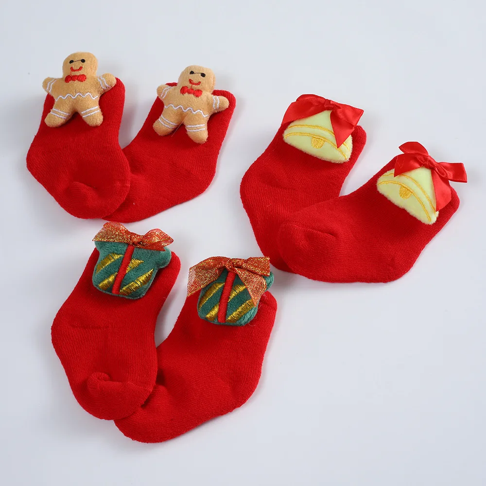 Calcetines largos de felpa cálidos para bebé, muñeco de dibujos animados, medias térmicas para el hogar, accesorios para niños, regalo de Feliz Navidad, invierno - imagen 4