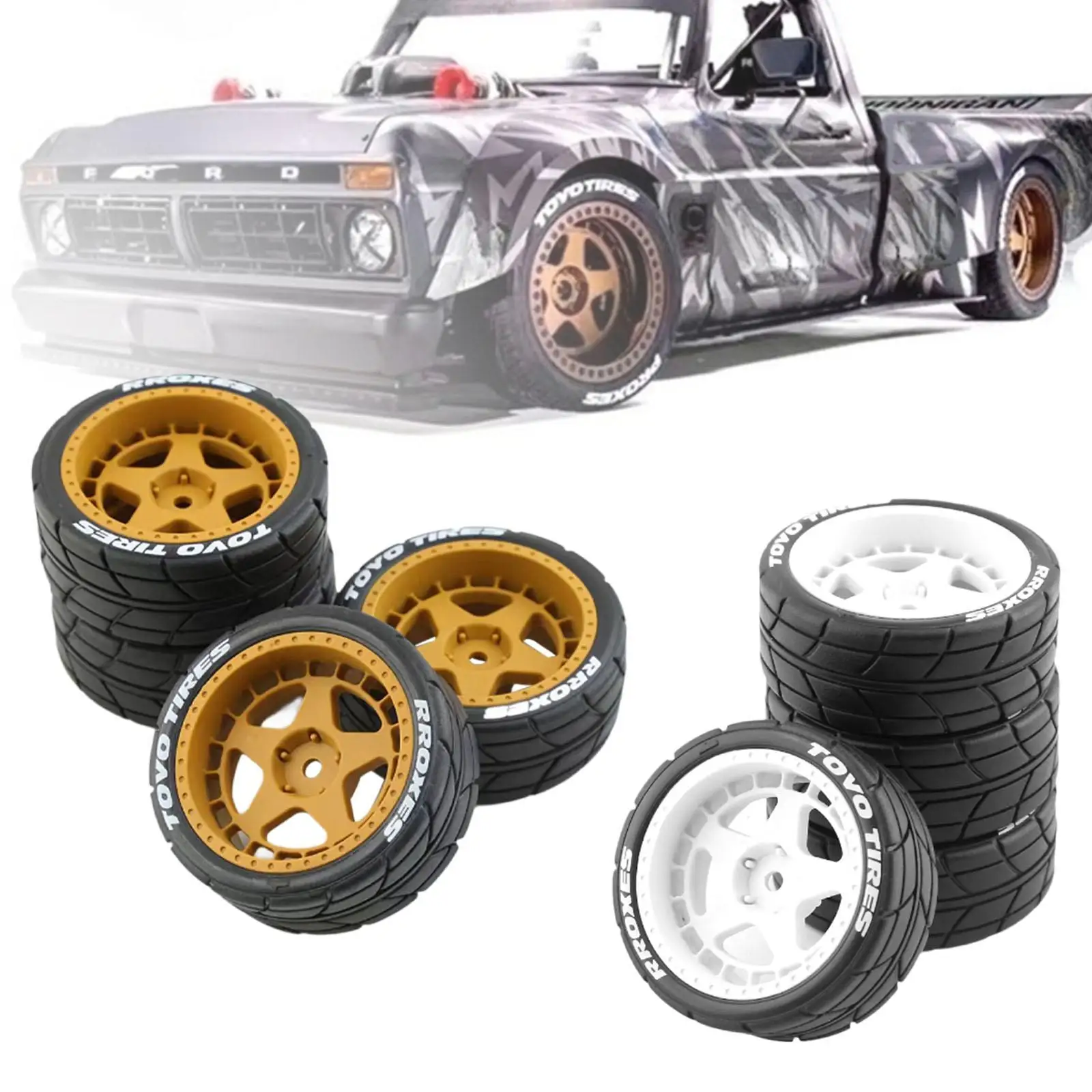 4Pcs RC Car Rubber Tires Good Grip Replacements for TT02 XV01 1/10 Crawler