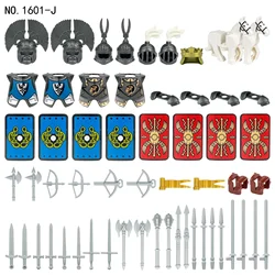 MOC-caballero de guerra militar Medieval, soldado, armas, casco, escudo, bloques de construcción compatibles, modelo DIY, ladrillos, juguetes para niños, regalos