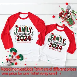 Camiseta navideña manga larga para familia - Madre padre hija e hijo