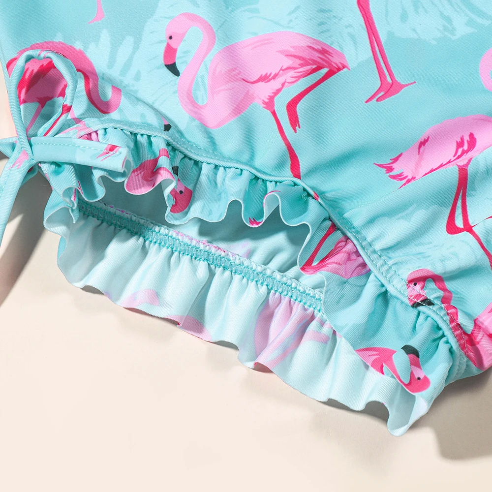 Traje de baño flamenco manga larga una pieza para niñas playa y verano - imagen 4
