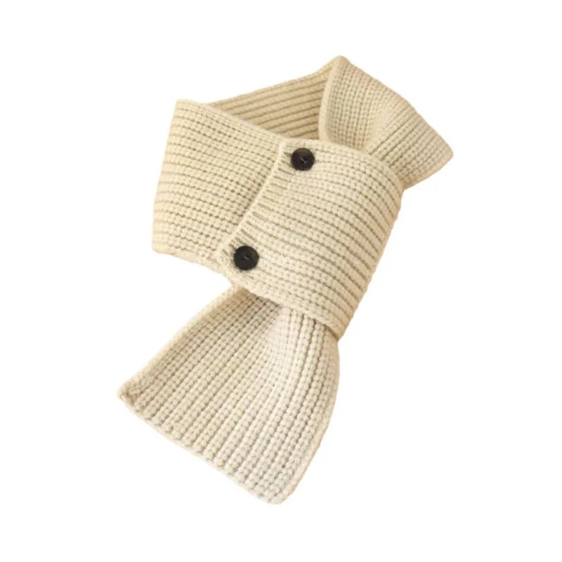 Nueva bufanda para niños de estilo coreano Otoño Invierno, bufanda bonita con cuello cruzado y botones para niños y niñas, accesorios versátiles de moda cálidos - imagen 3