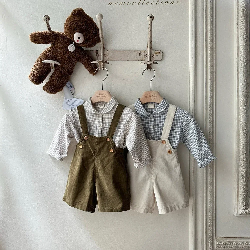 Camisa a cuadros vintage de algodón para niño manga larga - imagen 5