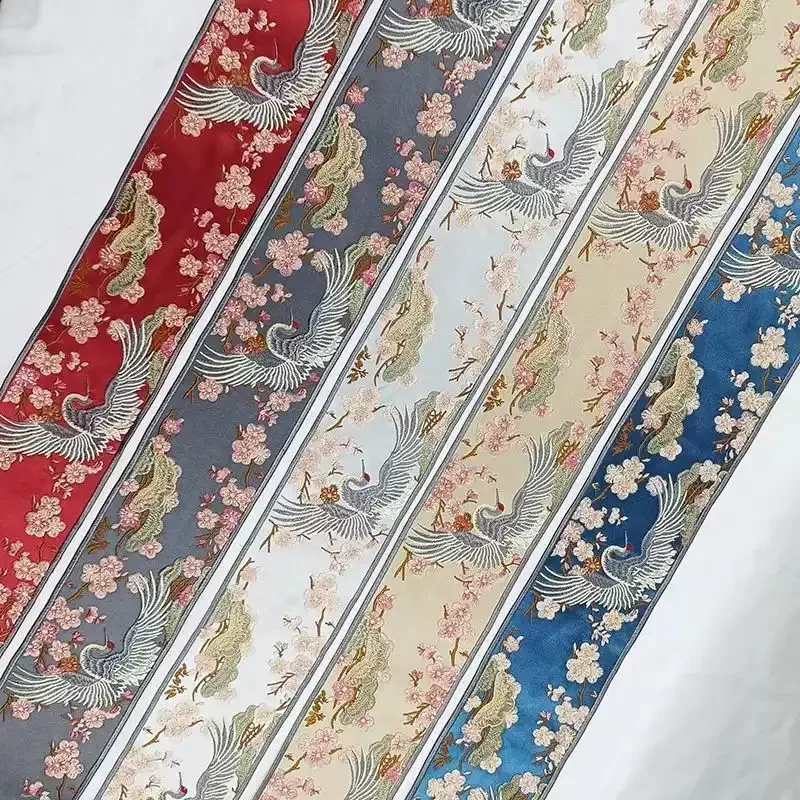 Nuevo Bordado de grulla china, accesorios de encaje Hanfu, cortina de empalme de estilo étnico, decoración, cinta para sofá, corte