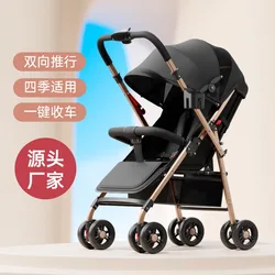 Cochecito de bebé bidireccional con asiento reclinable y plegable