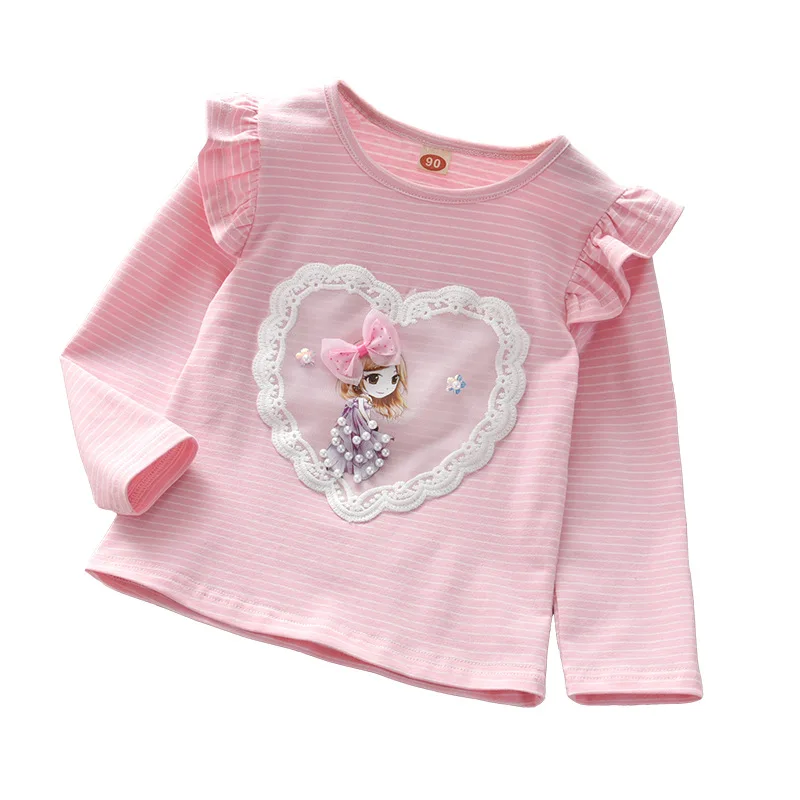 Camisa voladora bordada con volantes de manga larga para niñas, ropa para niños pequeños, blusa para niñas pequeñas - imagen 5