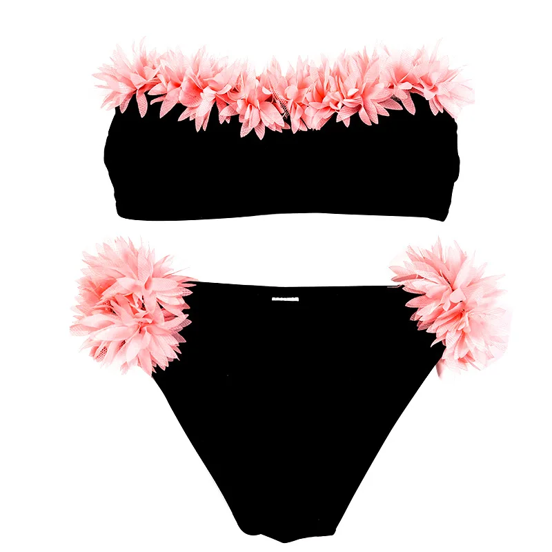 Bañador infantil de dos piezas con flores sin mangas para playa - imagen 4