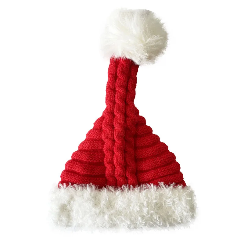 MILANCEL nuevo gorro de Navidad para bebé de invierno 0-4T lindo gorro de punto rojo para niños pequeños gorro de punto acolchado de lana para el día de Navidad - imagen 5