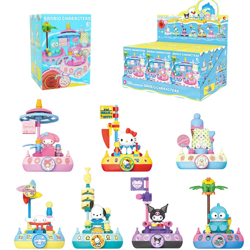 Sanrio Hangyodon Kuromi Hellokitty figura de Anime muñeca familia giratoria Clink Cup serie decoración caja ciega juguetes regalo para niños - imagen 4