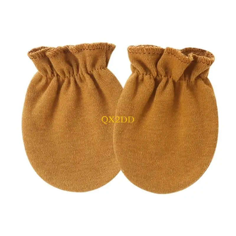 Gorro turbante y manoplas antiarañazos de algodón para recién nacido - imagen 2