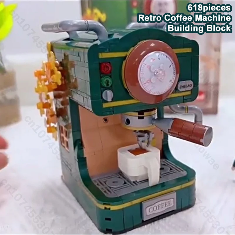 Juego de bloques de construcción de máquina de café Retro, juguete creativo, modelo de simulación para adultos, regalo de café, regalo único para Navidad, 618 piezas
