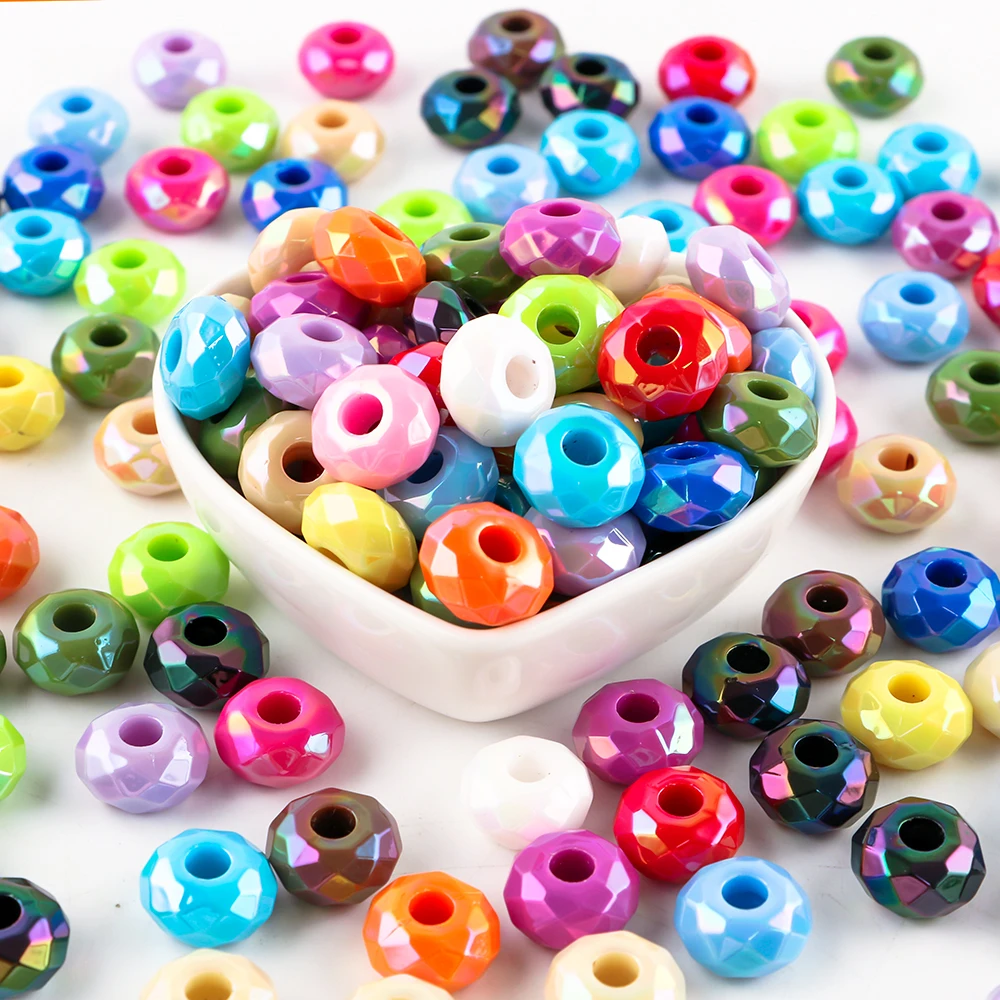 20/50 Uds. Cuentas de rueda espaciadoras acrílicas coloridas con agujero grande redondo de 15mm para fabricación de joyería DIY collar pulsera pendiente accesorio - imagen 2