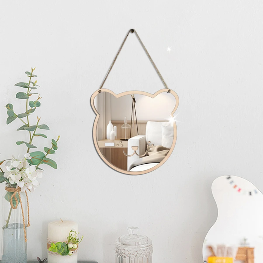 Pegatinas de pared de espejo para el hogar estilo Ins, pegatinas de pared de espejo creativas con forma de Animal, espejos de decoración de pared de dibujos animados para habitación de niños