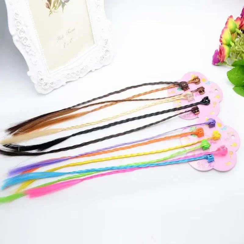 Extensiones de Cabello con trenzas de colores, accesorios para el cabello para niña y niño, coletas trenzadas de arcoíris - imagen 4