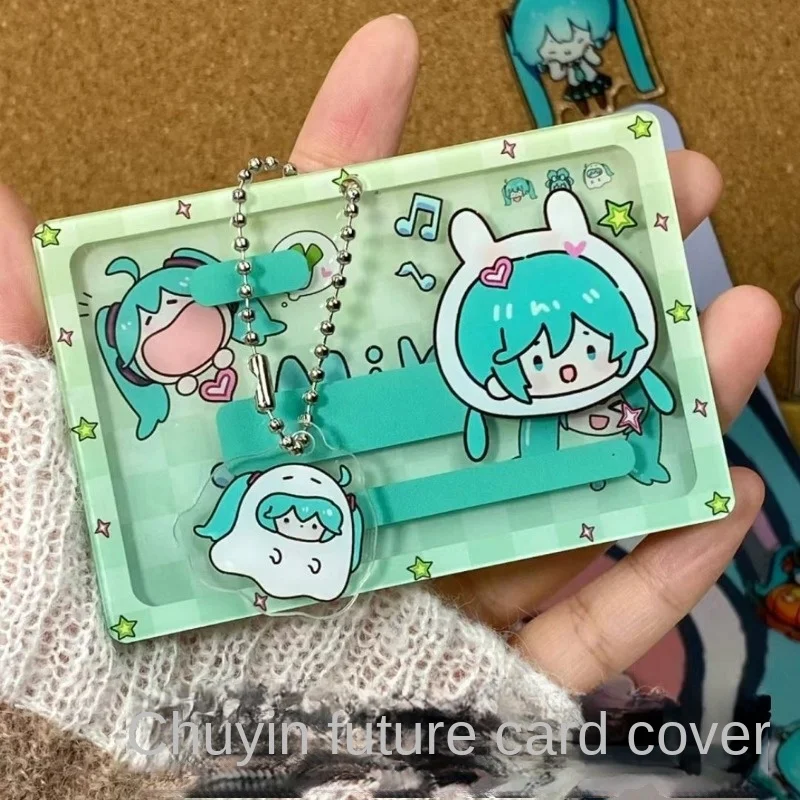 Hatsune-portatarjetas transparente de acrílico Miku, estuche de negocios para autobús, funda para tarjeta de identificación de crédito bancaria, funda impermeable para tarjeta de identificación - imagen 2