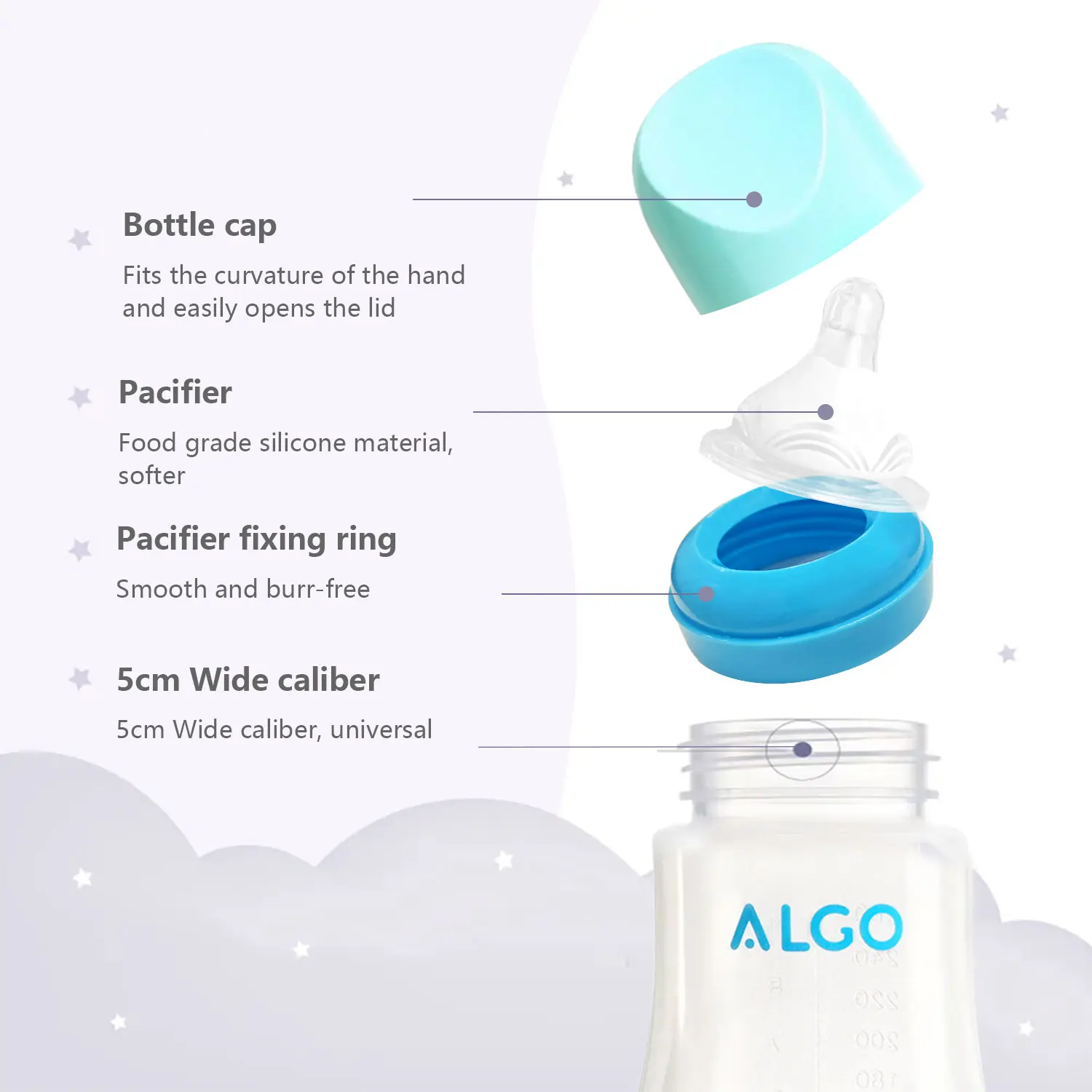 아기 PP 젖병 곡선형 대구경 낙하 방지 280ml 신생아용 젖병 0개월 이상 산모 및 유아 제품 - imagen 2