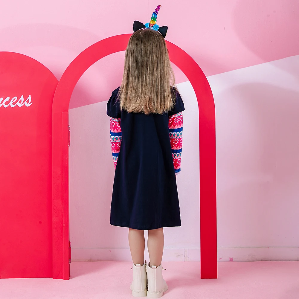 DXTON Vestido Unicornio Niña Algodón - Diseño Copo Nieve Año Nuevo - imagen 2
