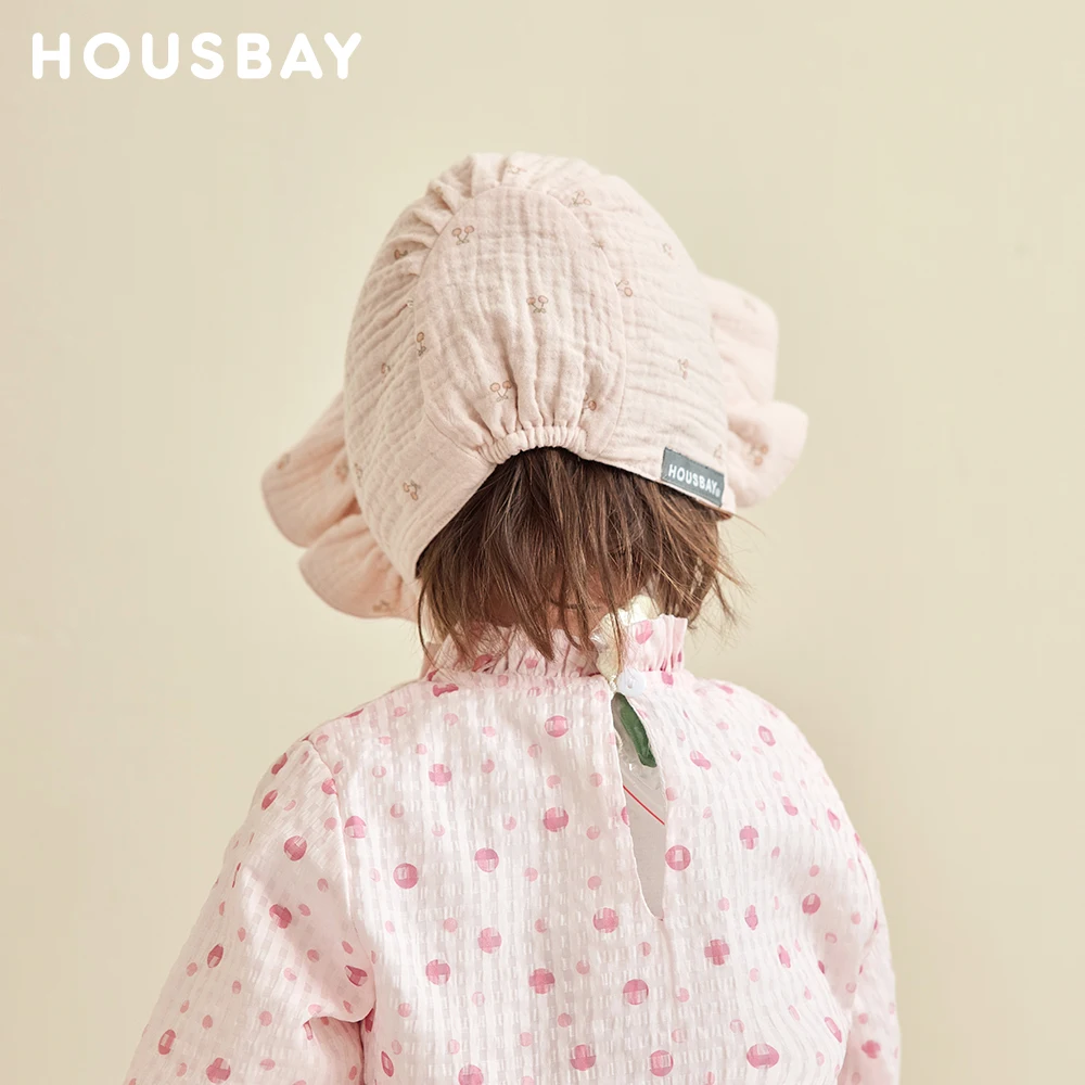 Sombrero para bebé con borde Floral, bonito cerezas, ancla de barco azul, sombrilla de verano, gasa transpirable - imagen 3