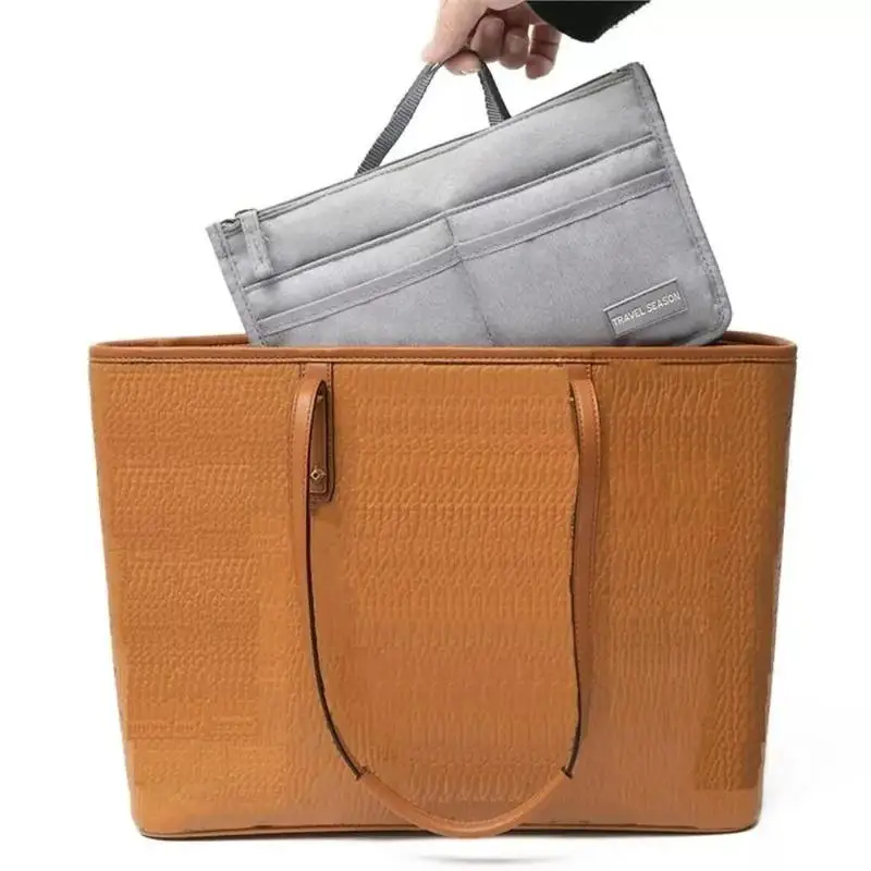 Bolsa de maquillaje portátil a la moda, bolsa de maquillaje media, bolsas de almacenamiento grandes con doble cremallera, bolsa interior de almacenamiento de viaje con capacidad - imagen 5