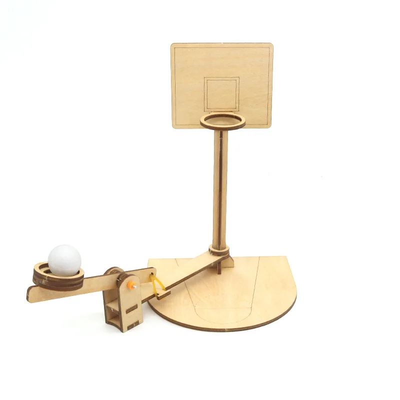 Experimento científico artesanal, principio de palanca disparo, ciencia y tecnología, pequeña producción alumnos, juguetes educativos ensamblados a mano