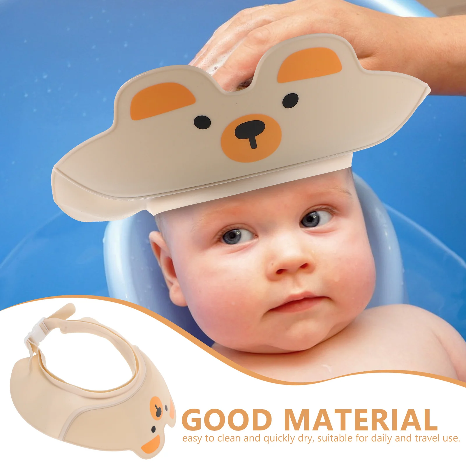 Gorro de ducha impermeable ajustable para bebé, bonito diseño de dibujos animados, protector para lavado de cabello, sombrero, visera de baño para niños pequeños, protección para los oídos - imagen 5