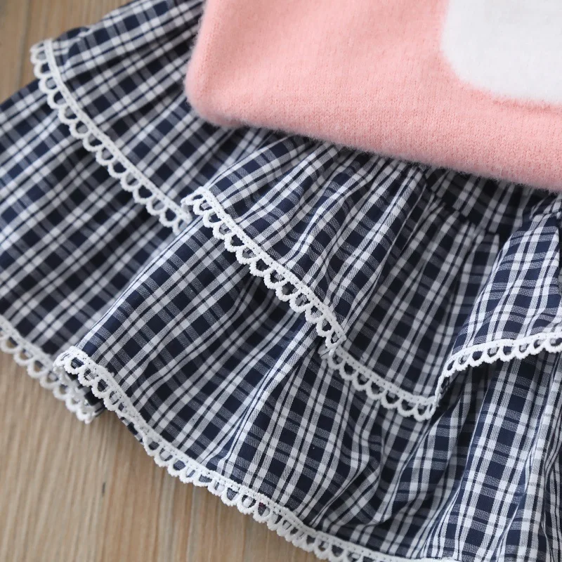 MILANCEL otoño nuevo conjunto de ropa para niñas lindo chaleco de punto y Falda plisada 2 uds conjunto de ropa de punto para niñas - imagen 5