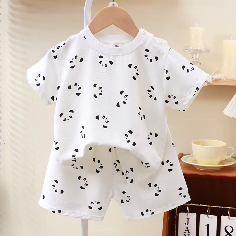 Conjunto de bebé de algodón Cloud de manga corta para casa