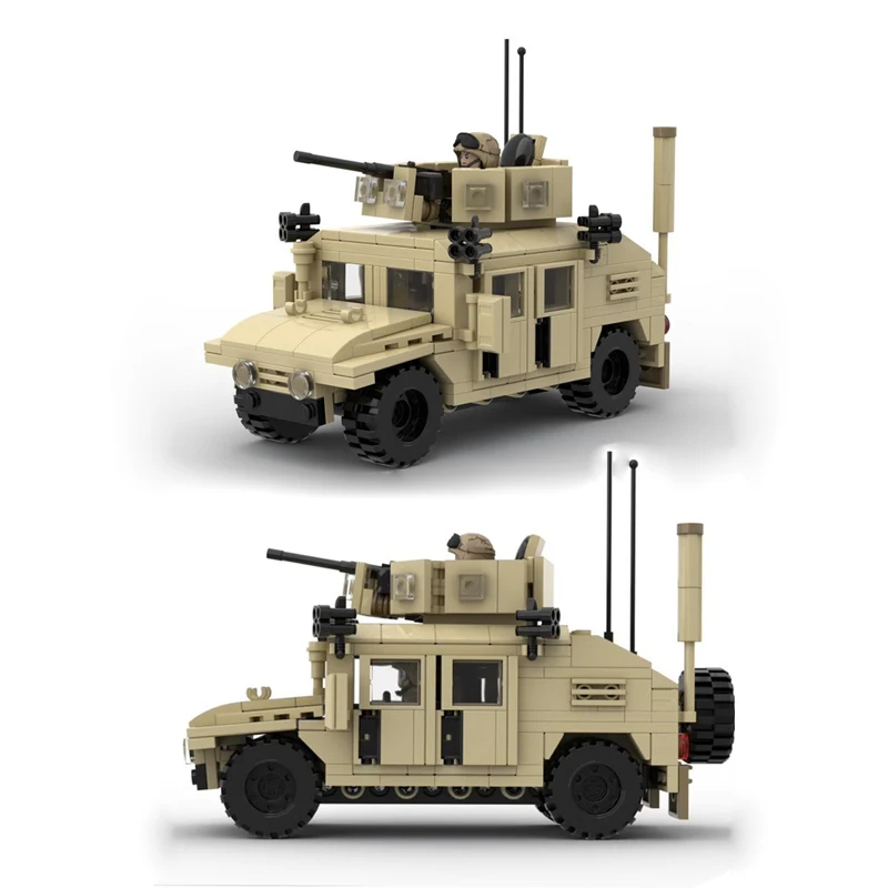 Bloques de construcción MOC para niños, vehículo blindado todoterreno M1114, modelo Hummer de EE. UU., juguete de ladrillo de montaje para niños, M1025, M998 - imagen 2